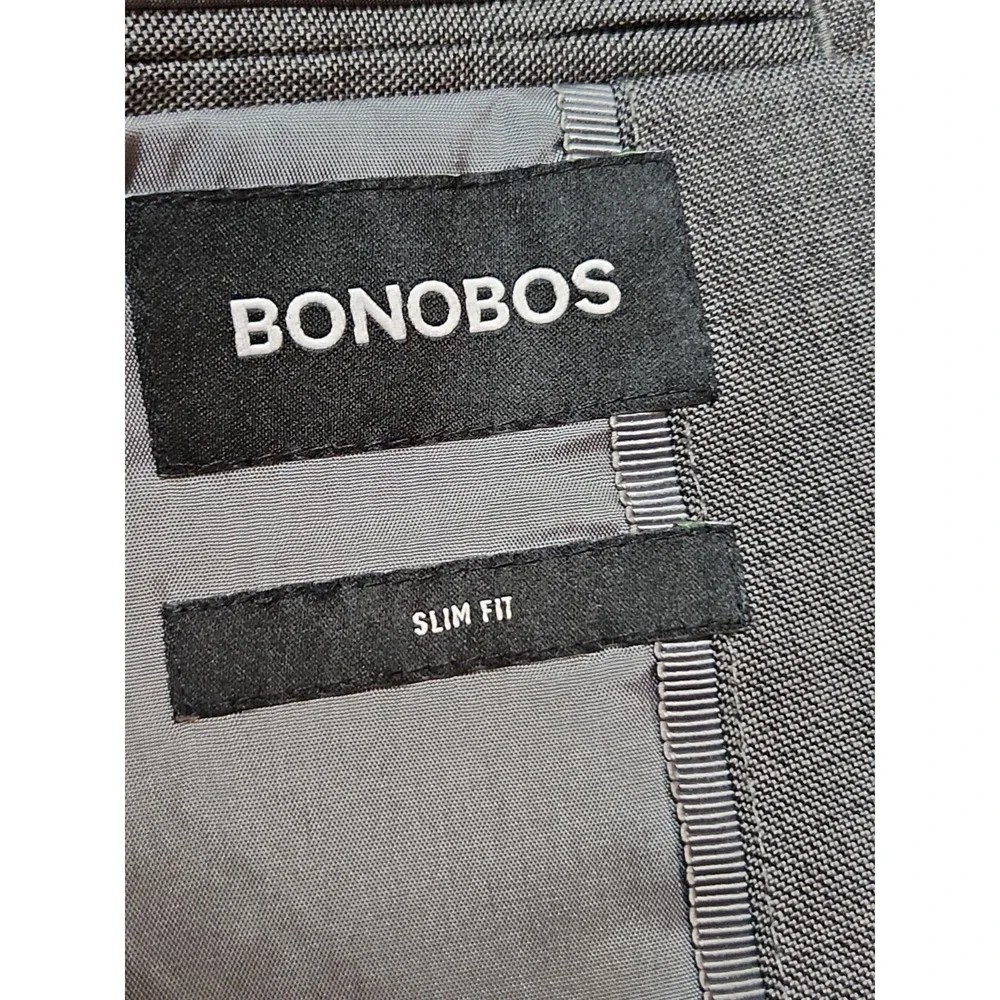 Bonobos Slim Fit Stitched Lapel Wool Blend Dual Vent Gray Blazer Jacket 40r